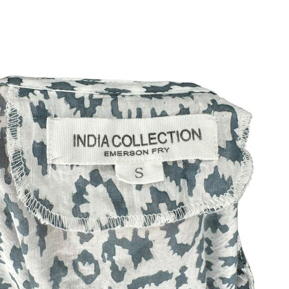 EMERSON FRY India Collection Blue White Geometric Print Blouse Women's Size S - Picture 6 of 6